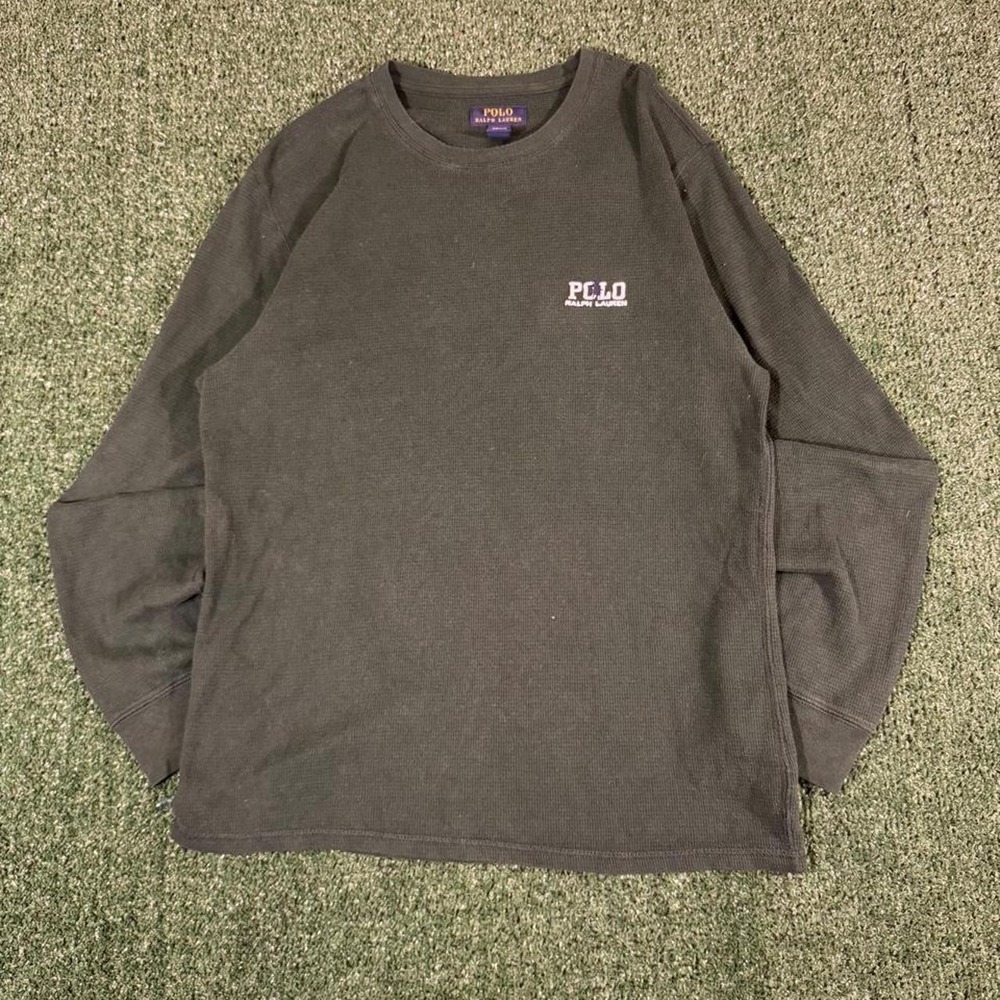 Polo Ralph Lauren Thermal Waffle Knit Long Sleeve Shirt Mens Large Green
